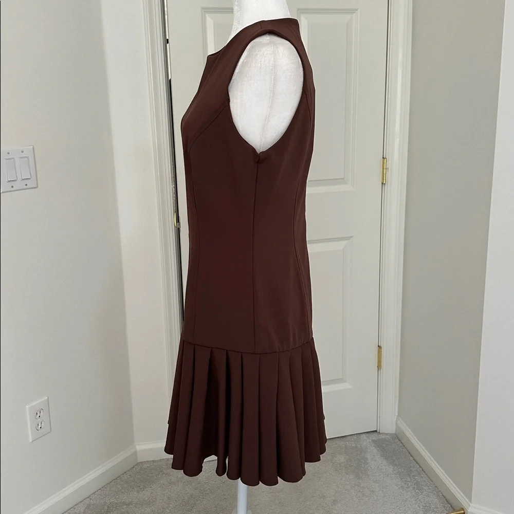 Zara Chocolate Brown Box Pleated Sleeveless Mini Dress - Picture 5 of 12